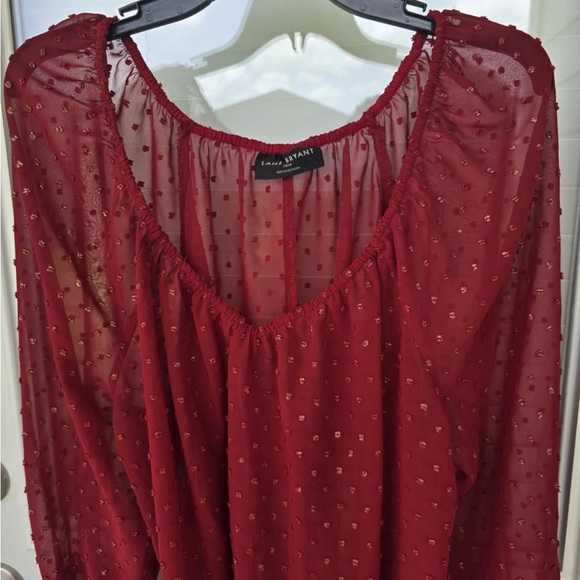 Lane Bryant Sheer  Blouse Sz 14/16 Womens Long Sleeve Textured See Thru Y2k - Picture 9 of 11